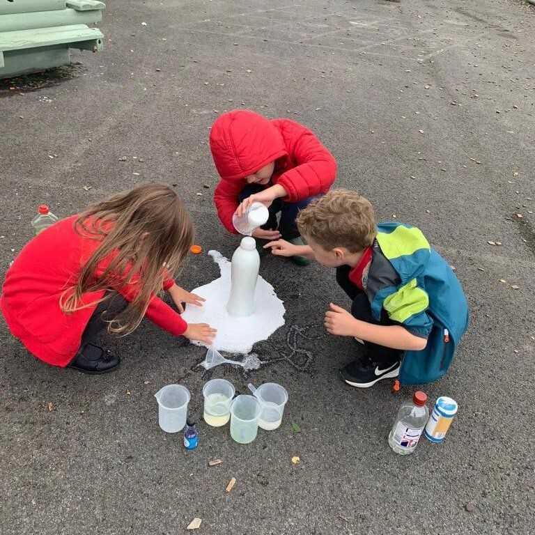 Three kids Playing Explorers and adventurers and having fun